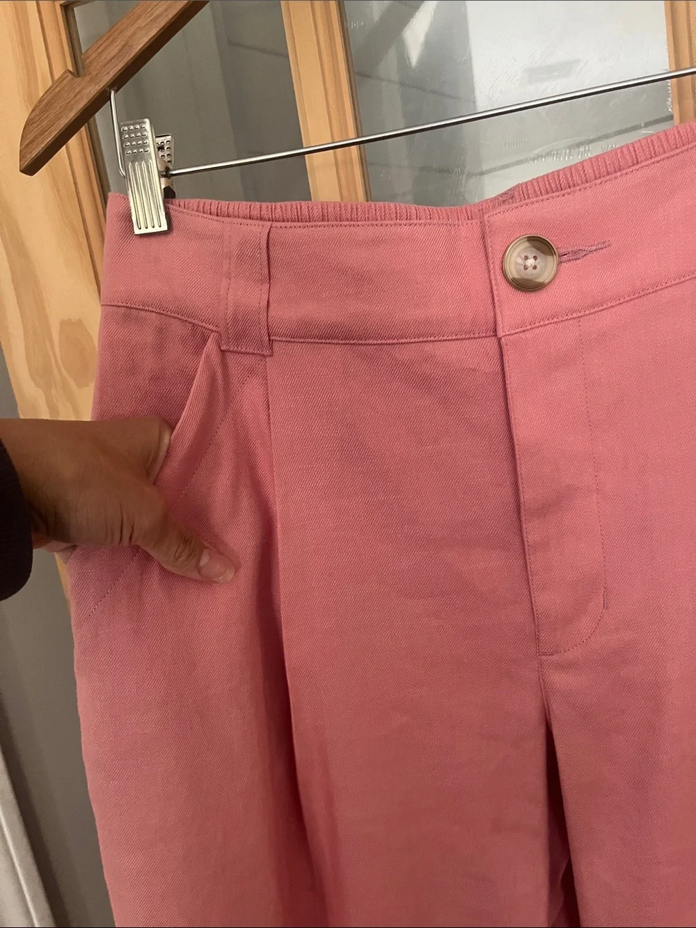Cabi Bubblegum Pink The Cruise Crop Wide Leg Linen Pants Preppy sz small